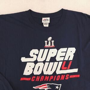 NFL New England Patriots Graphic Long Sleeve Football Shirt Mens Size L Blue